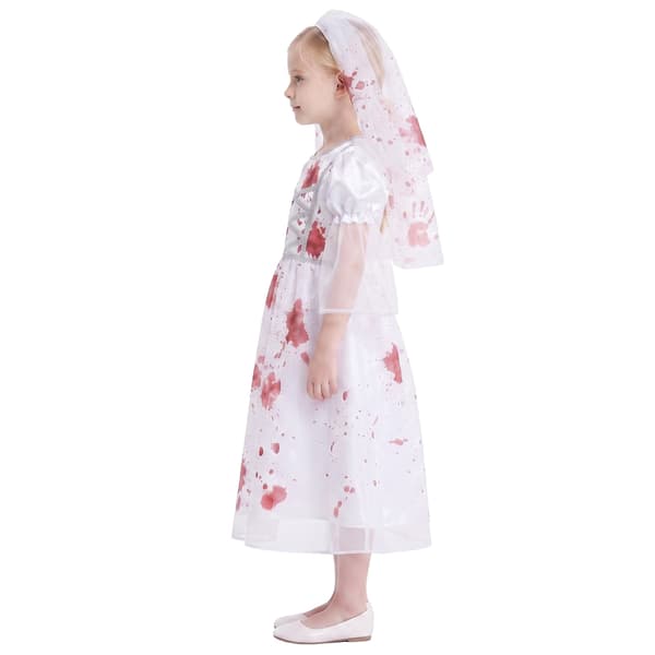 Spökbrud bröllopsklänning cosplay-dräkt för barn, Halloween-scenkläder för flickor M - Wedding dress