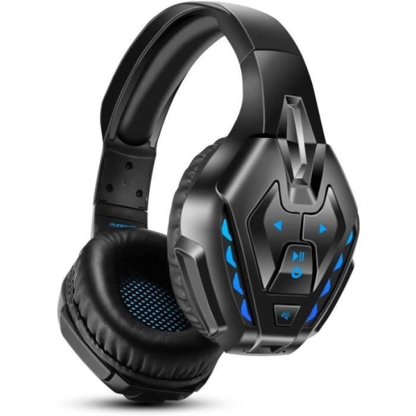 PS4-headset med tråd, trådbundet spelheadset med brusreducerande mikrofon, trådlöst LED-headset med Bluetooth (blått)