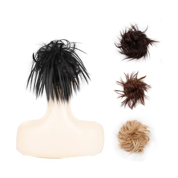 Updo Peruk stökig effekt Tjocka hår högtemperaturfiber Chignon smutsig Scrunchie Elastisk hårbulle för fest - 6