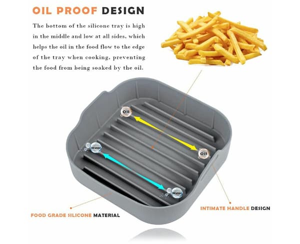 Gjenbrukbar Airfryer Tilbehør Kurv Silikon Gryte Bakebrett Matte Ovn Non-stick