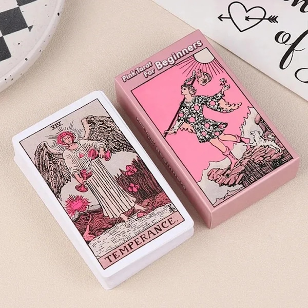 Pinkki Rider Waite 78 kortin tarotkorttipakka aloittelijoille, ennustuspakka perhejuhlapeli tarotkorttipakka - Keltainen Yellow
