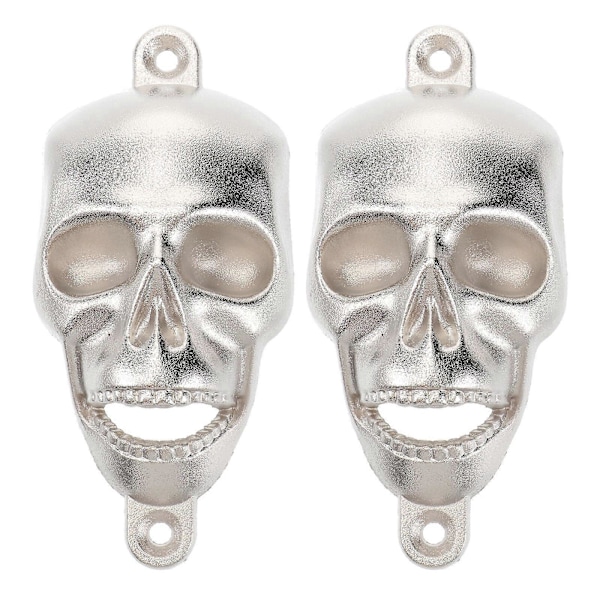 2 st Halloween Skräck Dödskalle Ölöppnare Väggmonterad Flasköppnare (Slumpmässig Färg) Silver 10.5X5X3.5cm