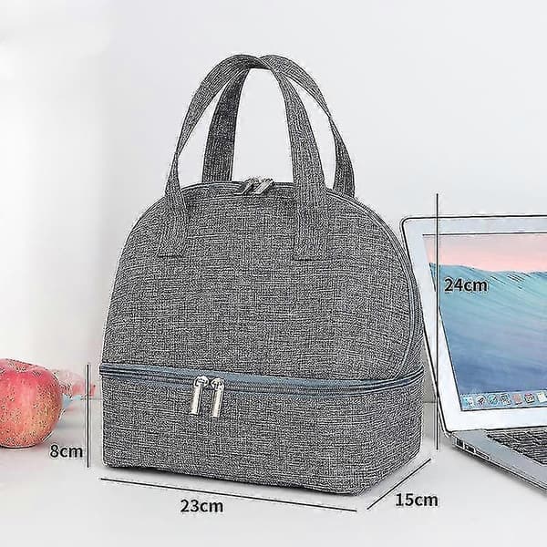 Bærbar Multifunksjonell Lunsjbag Dobbel Isolasjonsbag Isolasjon Lunsjboks Bag Gray