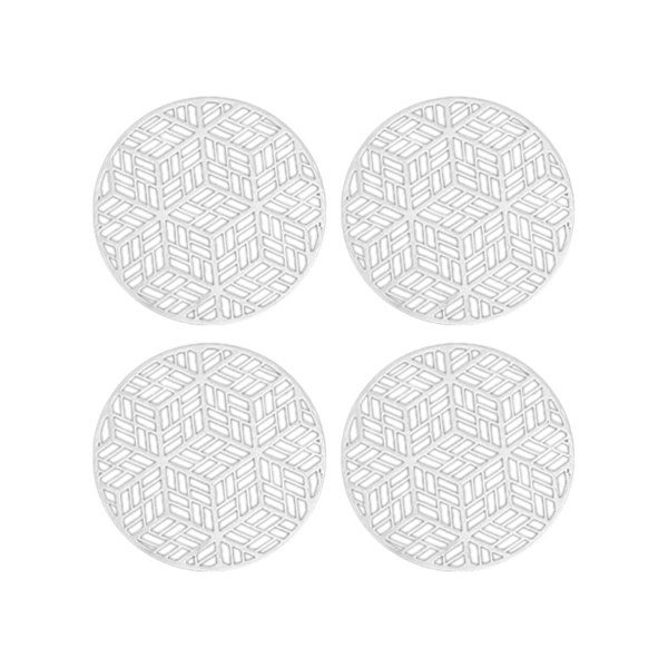 4st Cup Pad Slitstark Utsökt utförande Hål PVC bordstablett Rund skyddsdyna för Home-Silver B unikt värde