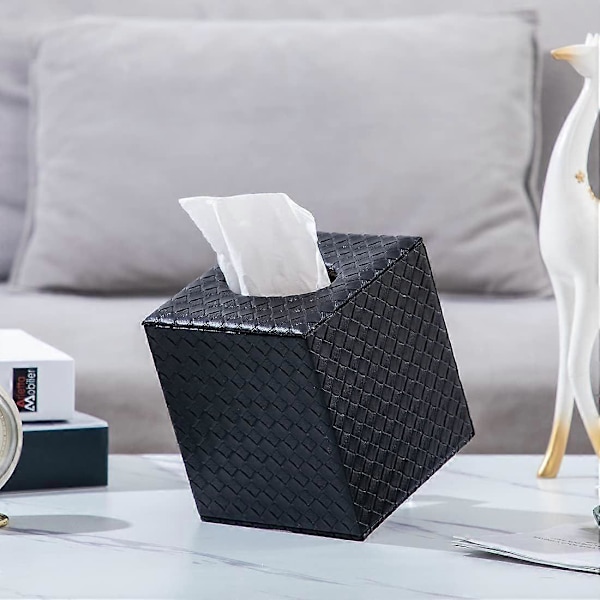 Svart Tissue Box Omslag, Fyrkantigt Tissue Box Omslag, Svarta Tissue Box Hållare, Tissue