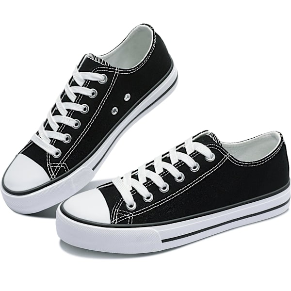 Dame Canvas Mode Sneakers Søde Lave Sko Komfortable Canvas Gåsko Til Damer black EU40