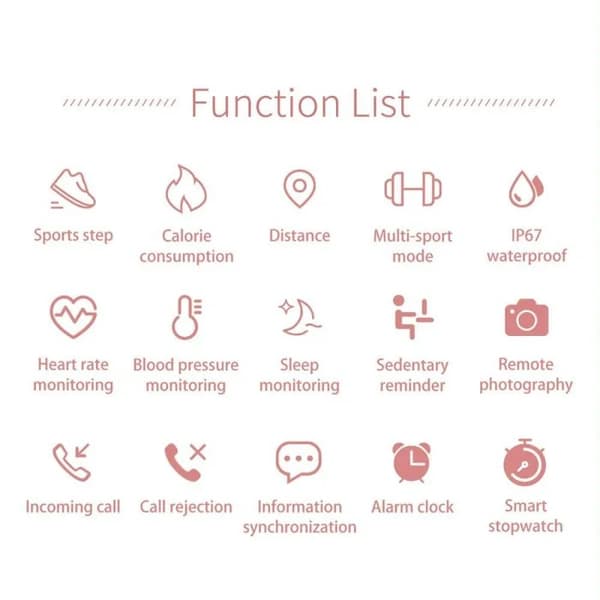 Dame Smartwatch, IP67 Vandtæt, Pulsmåler, Søvntracker, Fitness Tracker, Blå