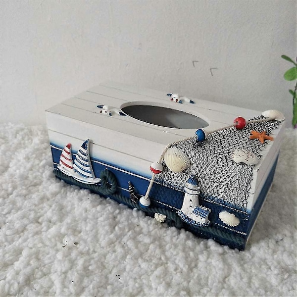 Træ Tissue Box Kosmetisk Tissue Box Middelhavsstil Ansigts Tissue Box