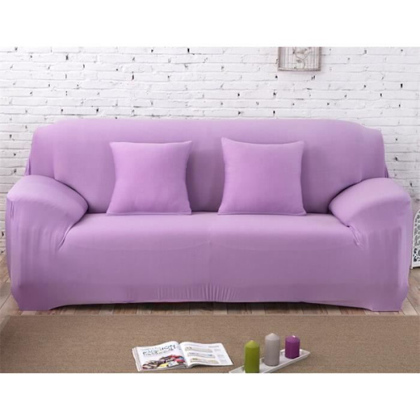 Ensfarvet strækbart sofa- og lænestolsbeskyttelsesbetræk til stue (145-185cm) 1 stk. Lys lilla