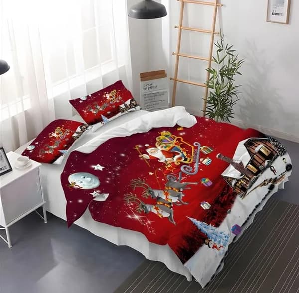Jul påslakan 220x240cm, Bäddset med 2 örngott 50x75cm, Tomte Ren Design