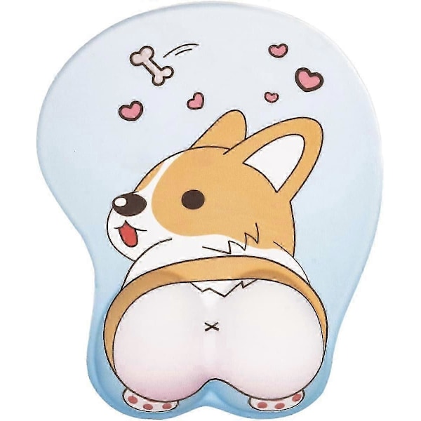 Søt Musematte med Håndleddsstøtte Kawaii Musematte Anime Musematte Corgi, Ergonomisk Musematte med Håndleddsstøtte, Komfortabel Datamusematte