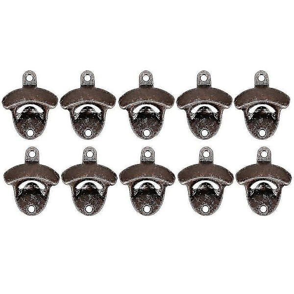 10-pack väggmonterad rustik flasköppnare, vintage-set