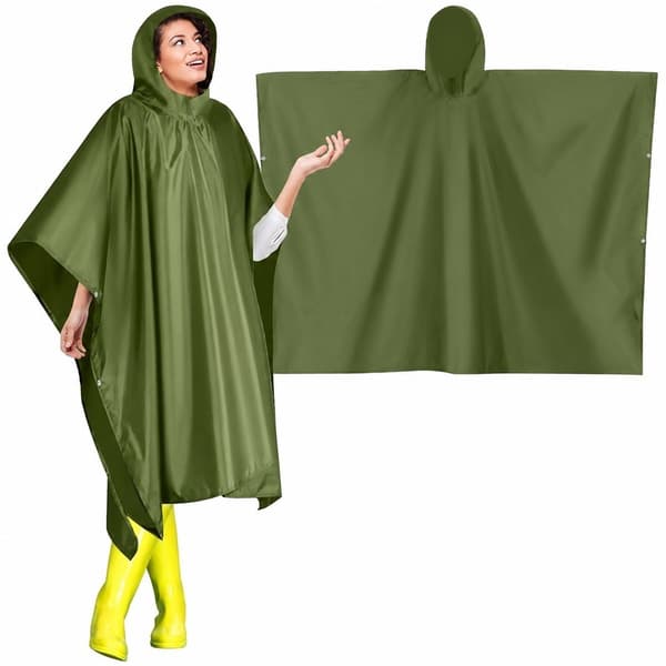 Grön PVC Regnponcho, Unisex Vattentät Regnjacka, Lättvikts Utomhus Regnjacka