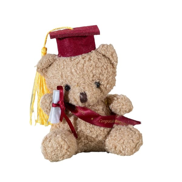 Bamse med studenterhue Burgundy Plastic Eco Eyes