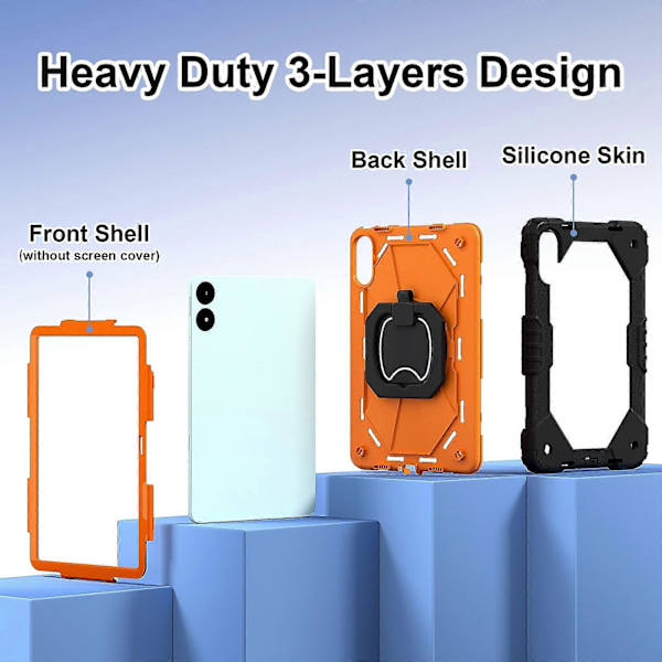 Silikon Hybrid PC-deksel for Xiaomi Redmi Pad Pro 12.1 Black Orange