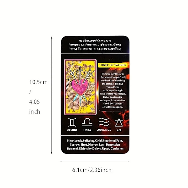 Tarotkort For Nybegynnere Med Betydning På Dem, 78 stk-Kort Tarot Læringsdekk i Lommeformat, Spådomsspill