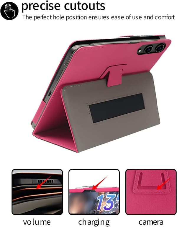 Surfplattefodral kompatibelt med TECLAST T65 13.4\", PU, vikbart stativ, pennhållare, handledsrem
