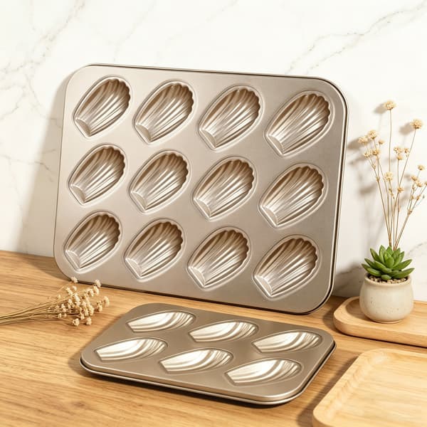 Madeleineform med 12 hål, non-stick kolstål, bakform för snäckkakor, rund, 30 cm 12version