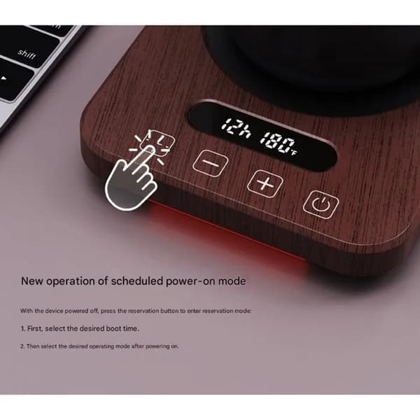 Opvarmet bordskåner med konstant temperatur, smart digitalt display, 12-timers timer til hjemmet
