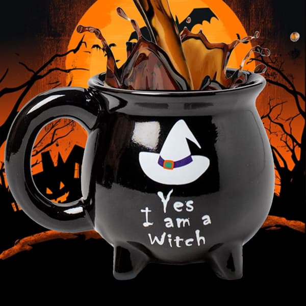 Kittelmugg, Spooky Gotisk Keramisk Kaffekopp, 16x13x13cm, Heminredning