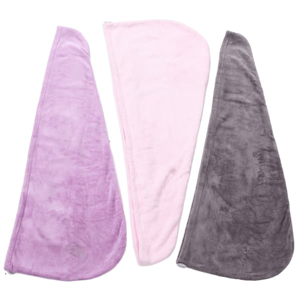 3 stk. Mikrofiber Hårhåndklæde Wrap Twist Hårtørrende Håndklæde Tyk Solid Hurtigtørrende til Træning Svømning Frisør
