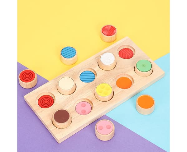 Trä Montessori Taktil Beröring Match Sensoriskt Material Leksak för Barn Småbarn