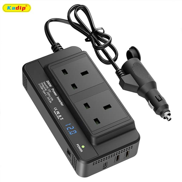 200W Bilstrømomformer, 12V/24V til 110V/220V Strømomformer med PD20W