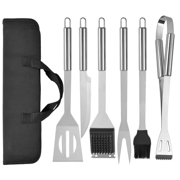 Grillredskabssæt i rustfrit stål til udendørs campinggrill og teppanyaki-madlavning, 9 dele 9pc Set