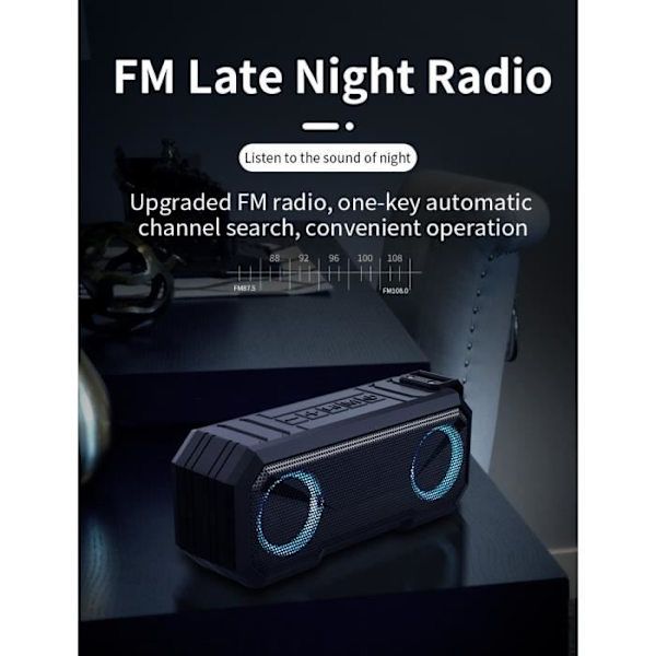 Ysilla Bärbar LED Bluetooth högtalare, Dual Subwoofer Trådlös Bluetooth 5.0 ljudhögtalare - Grå