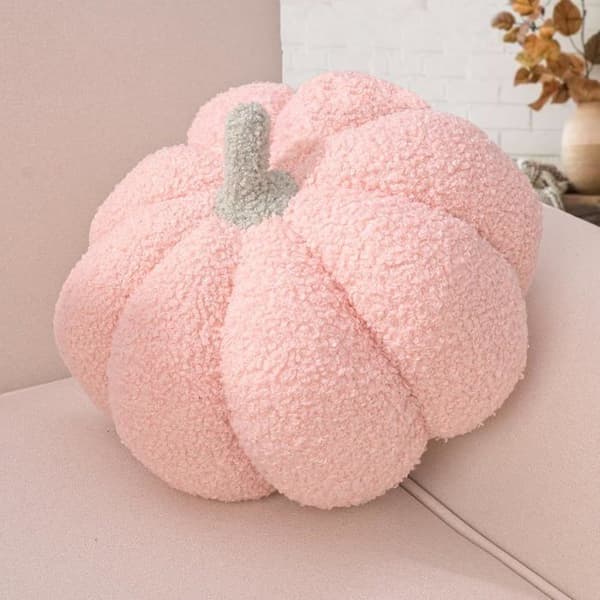 Rosa Halloween gresskarformet pyntepute, 20 cm