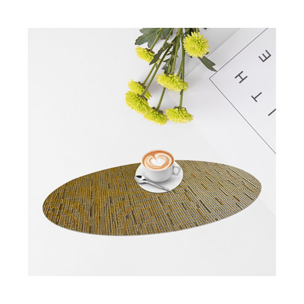 Bambu Texture Bordsunderlägg Oval form PVC Kök Matbordsmatta för restauranger-Tan unikt värde