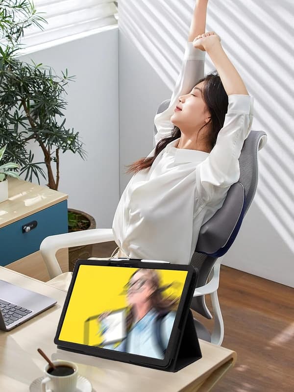 Kompatibel med Wacom MovinkPad 11 etui, foldbart standercover med blyantholder og håndledsrem, premium PU-læder, ridsefast, sort