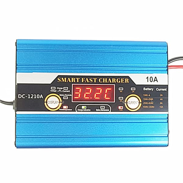 Bil Motorcykel Automatisk Blybatteriladdare Med Display Blue EU Plug