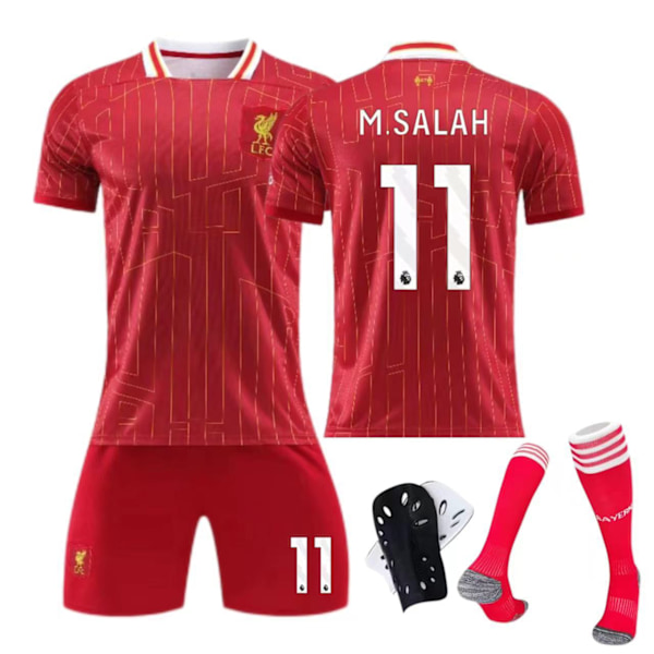 24-25 Liverpoolin kotipaita nro 11 Salah 9 Firmino lasten aikuisten puku - jalkapallopuku - nro 11 sukkien kanssa 22(120-130cm)