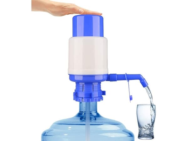 Vattenpumpsdispenser för 18,9L (5 Gallon) flaskor, teleskopiskt sugrör, vit och blå