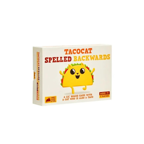 Tacocat-korttipeli takaperin kirjoitettuna - Pieni lautapeli, jossa on kissa, joka on myös taco