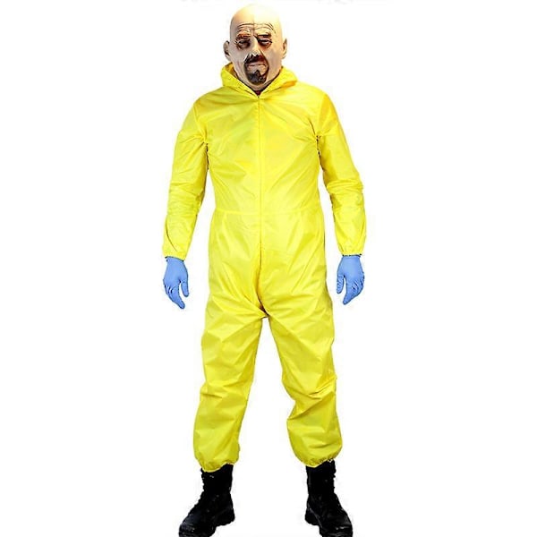 Breaking Bad DIY Walter White Toksisk Dragt Voksen Cosplay Halloween Jumpsuit Tøj TV Kostume 2PCS 180