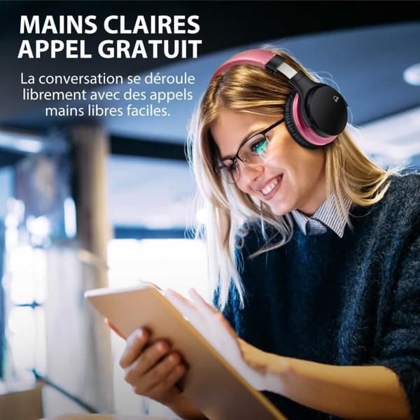E7 BASIC C Rosa aktivt støydempende headset Bluetooth-headset trådløst headset