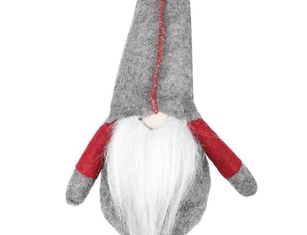 Sittende Nissepynt, Rød/Grå, 50cm, Filt & Plast, Julehjemdekor
