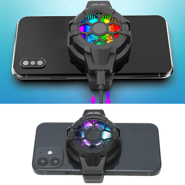 P10 Mobiltelefon Halvledarkylning RGB Infällbar Bakre Klämma Kylfläns för Live Streaming Vloggning Mobilspel Svart