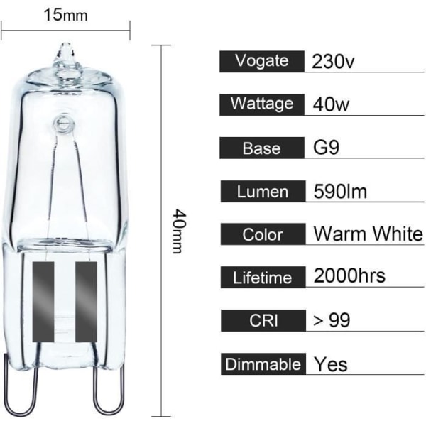 GMY Ampoule G9 Pour Four Halogène G9 Ugn 40W 230V Ampull à Tolérance de  300°C 2 Pack[11]