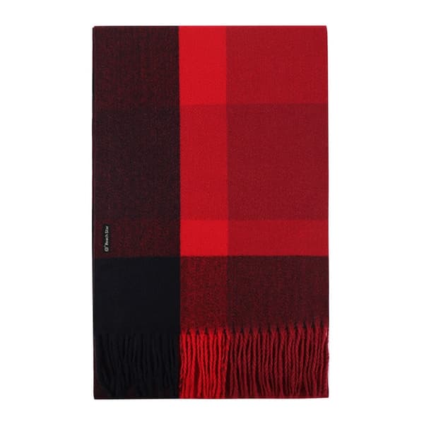 Rødt Ternet Tørklæde, Varmt Vintertilbehør, Blød Polyester, 200 cm Langt