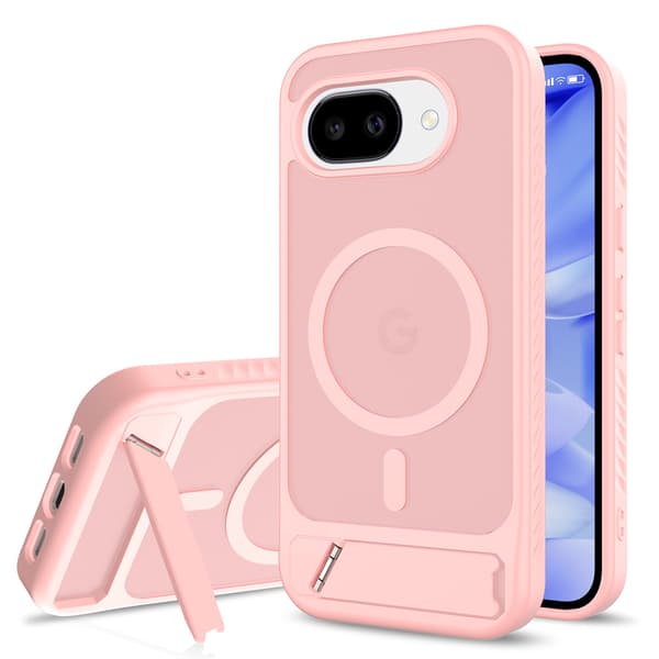 Magnetisk stativtelefondeksel kompatibelt med Google Pixel 9, Google Pixel 10 Pro XL og Google Pixel 10A-Dugt Light Pink For Pixel 10A