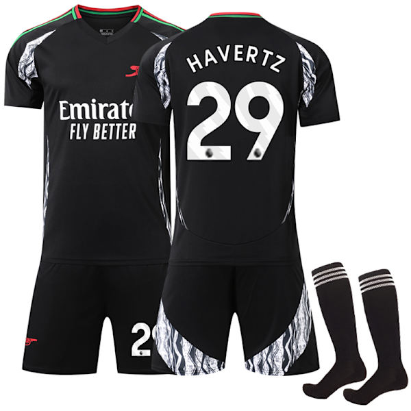 2425 Arsenalin vierasjoukkueen musta jalkapallopaita Havertz-paita sukilla 18(100-110cm)