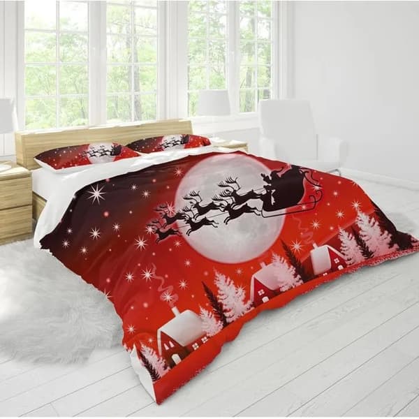 Julbäddset 3 delar, påslakan 220x240cm, mjuk polyester, tomtmönster