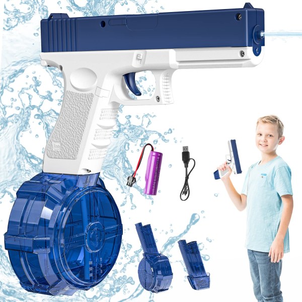 Elektrisk Vattenpistol Glock Automatiska Vattenblåsare Barn Badleksaker Strandleksaker blå blue