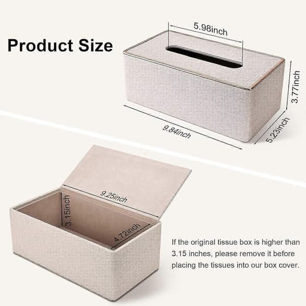 Servettbox, PU Läder Servettboxhållare, Rektangulära Servettboxar, Rektangulär Servetthållare - Beige