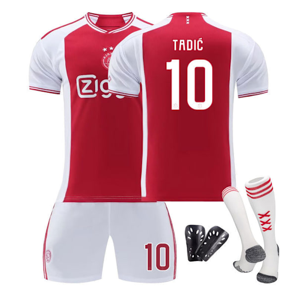 23-24 Ajax hjemmebanetrøje nr. 10 Tadic fodbolduniform - sæt - nr. 10 + sokker + benskinner XS(160-165cm)