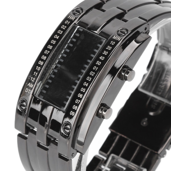 LED watch Unik binärt tidsläge Display Konvex bågstruktur Vattentät LED- watch Elektronisk watch Svart L
