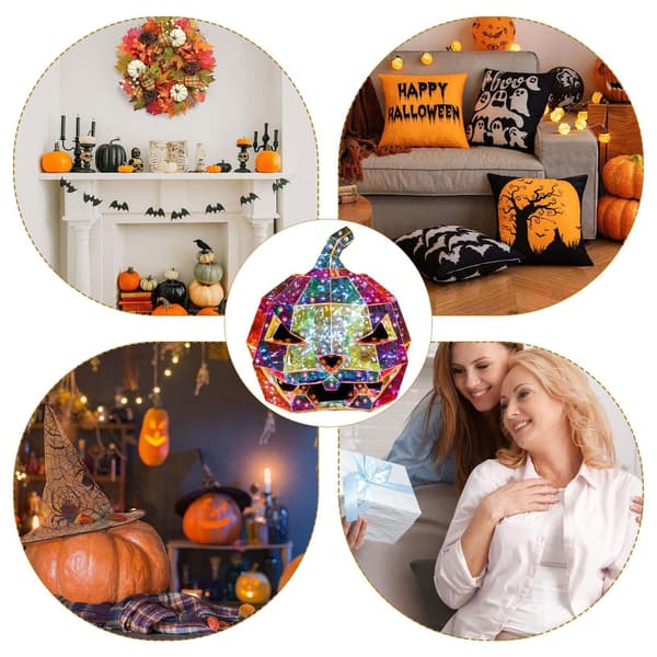 Prism Halloween-pumpkinallykta, plug-and-play lysande prydnad för pool, natt och lägereld